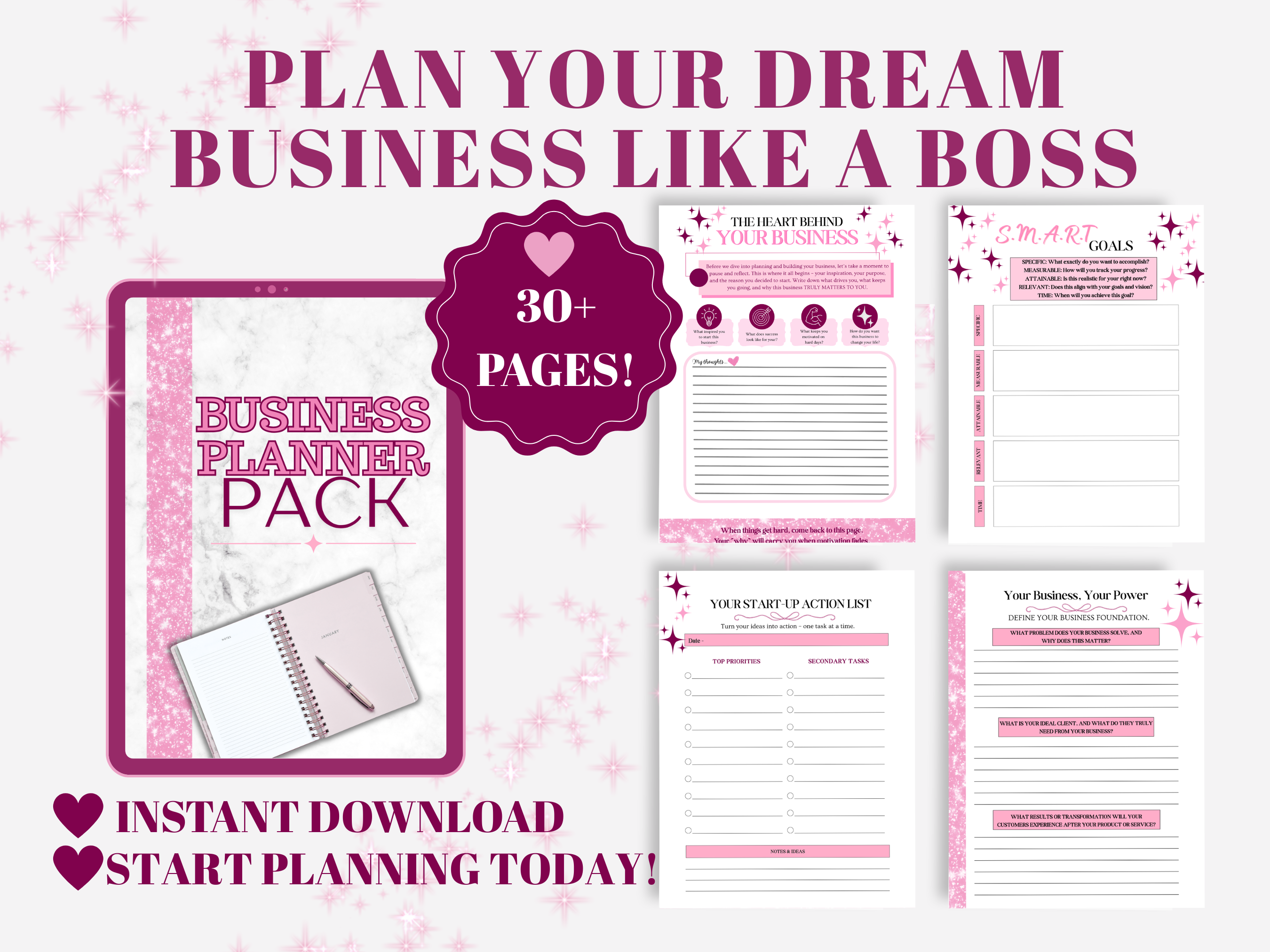Pink Business Planner Pack – Build, Plan & Grow Your Business