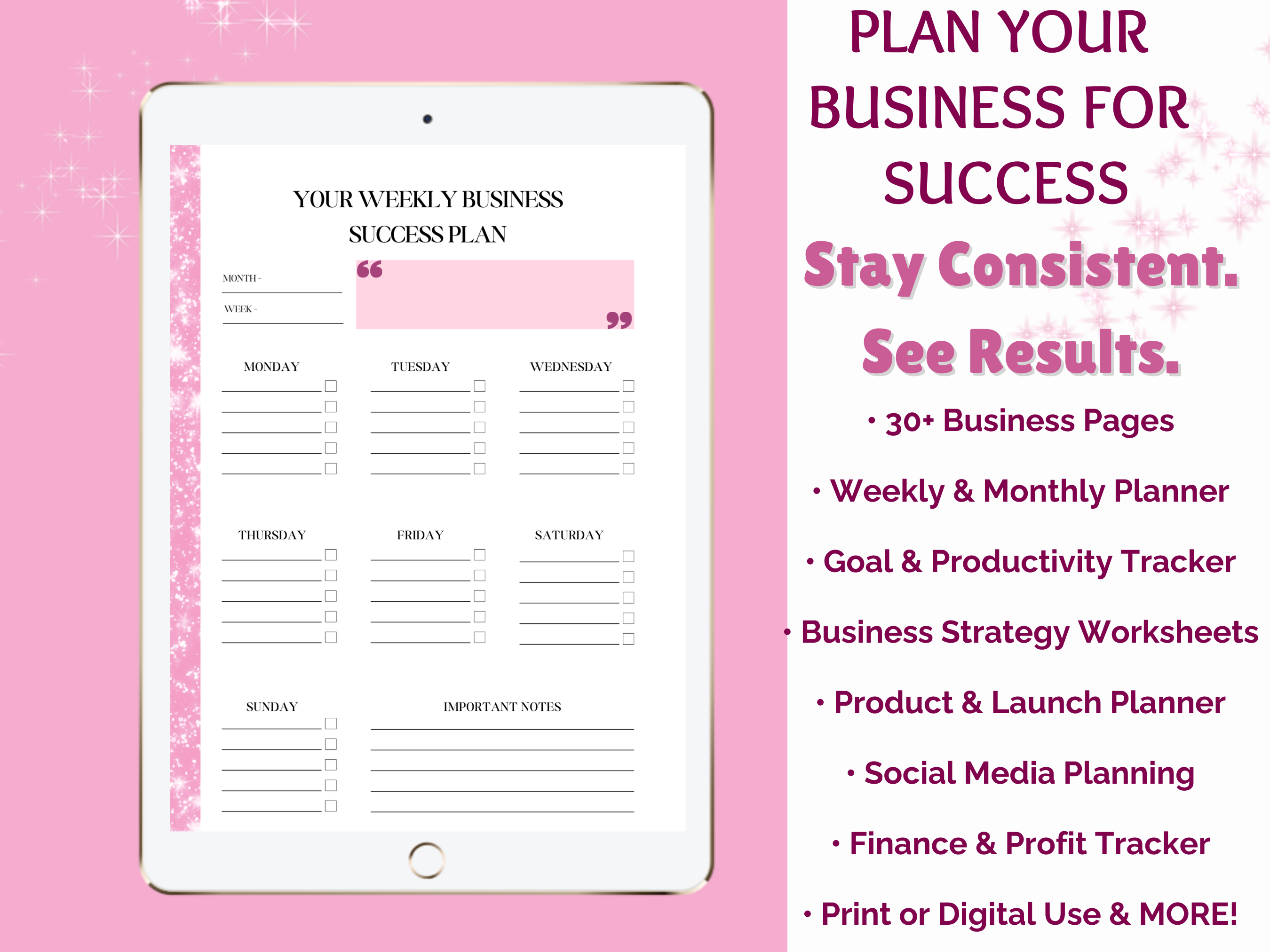 Pink Business Planner Pack – Build, Plan & Grow Your Business